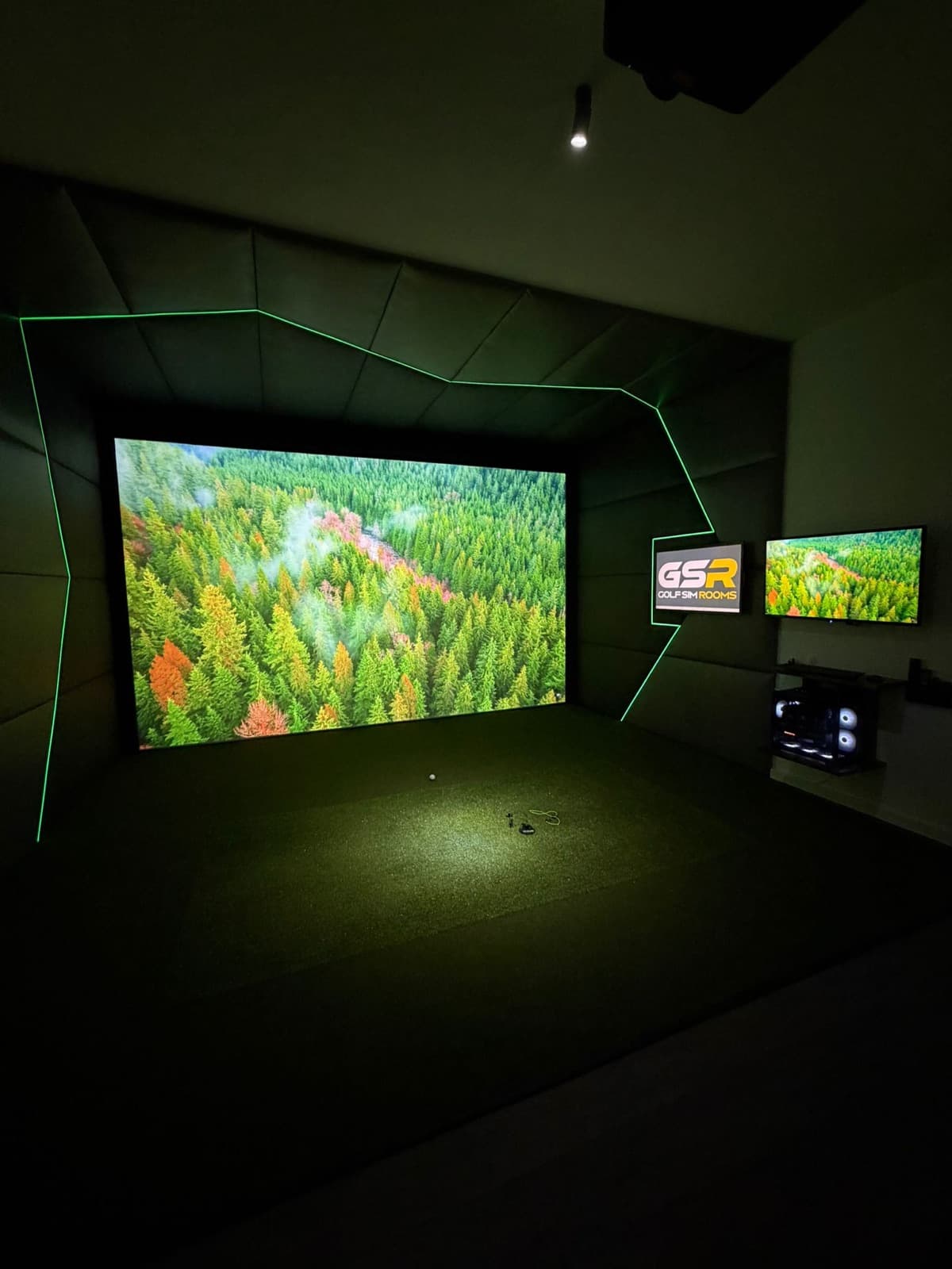 An LED-lit Golf Sim Rooms build